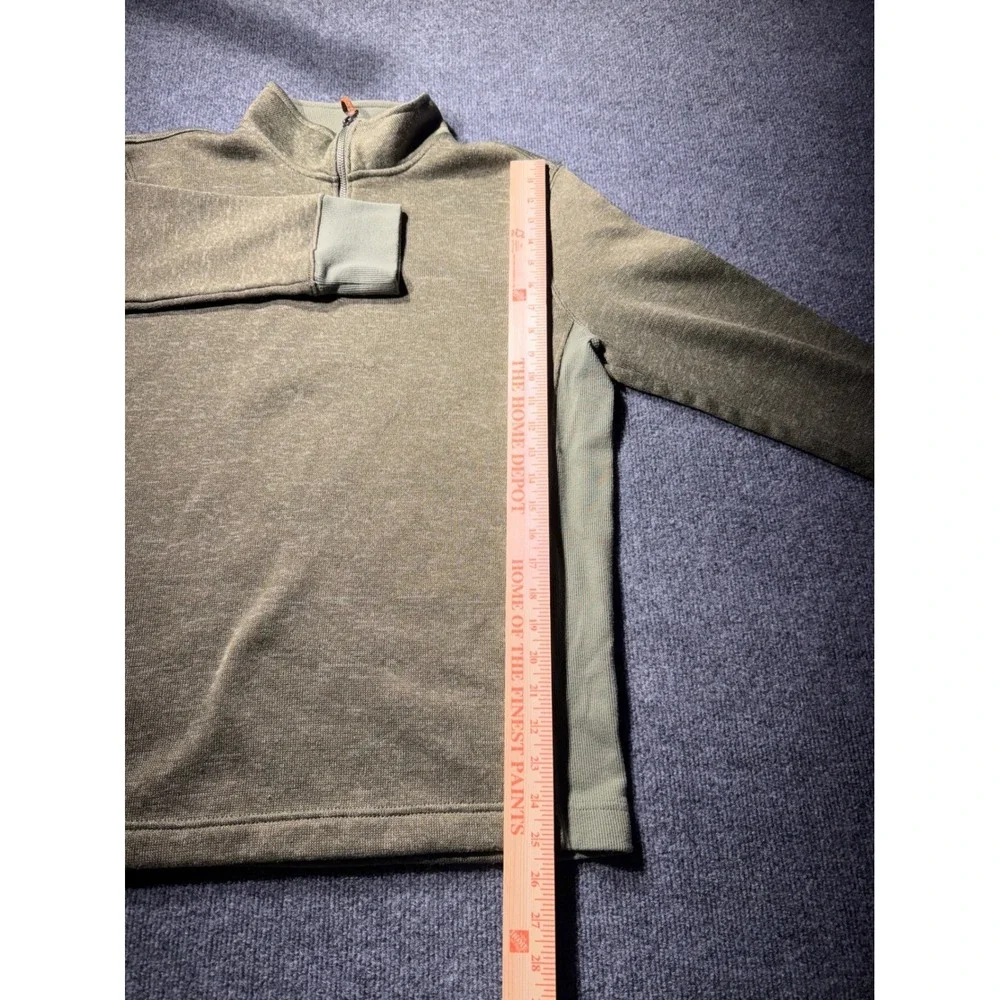Merona Mens Quarter Zip Pullover Olive Green Heather Fleece Sweater Size Large
